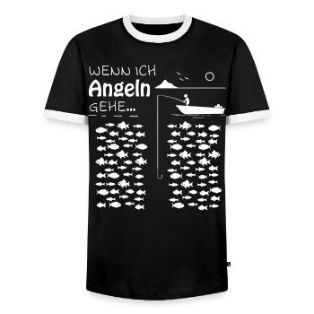 Wenn ich angeln gehe Lustiger Angler Spruch - Männer Kontrast-T-Shirt - Schwarz/Weiß - Vorne - AI Model Female 172 light (172cm) & AI Model Male 178 light (178cm)