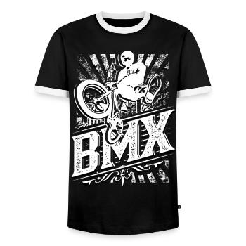 BMX bike bike | Nice BMX | Gift idea - Men's Ringer Shirt - black/white - Front - AI Model Female 172 light (172cm) & AI Model Male 178 light (178cm)