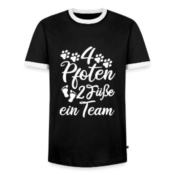 Vier Pfoten Zwei Füße Team - Männer Kontrast-T-Shirt - Schwarz/Weiß - Vorne - AI Model Female 172 light (172cm) & AI Model Male 178 light (178cm)