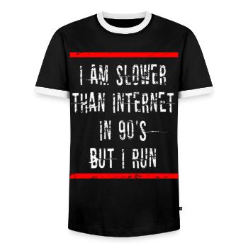 Coureurs lents course cadeau de course - T-shirt contrasté Homme - noir/blanc - Devant - AI Model Female 172 light (172cm) & AI Model Male 178 light (178cm)