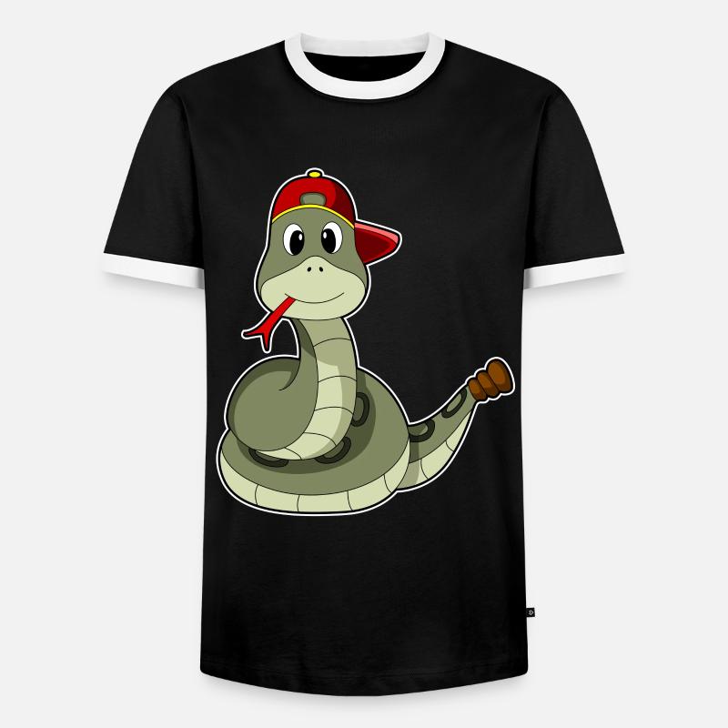 Schlange mit Cap - Männer Kontrast-T-Shirt - Schwarz/Weiß