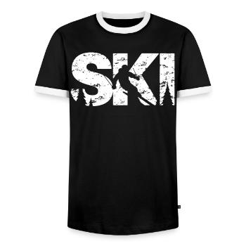 Ski - Männer Kontrast-T-Shirt - Schwarz/Weiß - Vorne - AI Model Female 172 light (172cm) & AI Model Male 178 light (178cm)