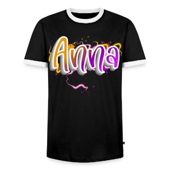 Anna - T-shirt contrasté Homme - noir/blanc - Devant - AI Model Female 172 light (172cm) & AI Model Male 178 light (178cm)