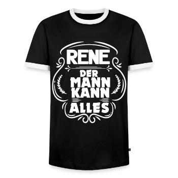 Rene der Mann kann alles Name Geschenk Spruch - Männer Kontrast-T-Shirt - Schwarz/Weiß - Vorne - AI Model Female 172 light (172cm) & AI Model Male 178 light (178cm)