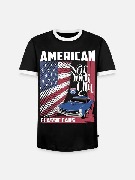 Amerikanske klassiske biler - Herre kontrast-T-shirt - sort/hvid