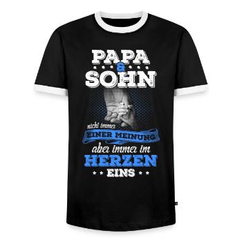 Papa & Sohn Partnerlook Vatertagsgeschenk Vater - Männer Kontrast-T-Shirt - Schwarz/Weiß - Vorne - AI Model Female 172 light (172cm) & AI Model Male 178 light (178cm)