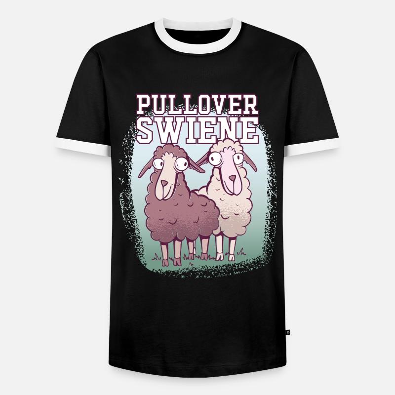 Pulloverswiene Plattdeutsch Ostfriesisch Schafe - Männer Kontrast-T-Shirt - Schwarz/Weiß