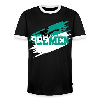 Le pouvoir de Brême football - T-shirt contrasté Homme - noir/blanc - Devant - AI Model Female 172 light (172cm) & AI Model Male 178 light (178cm)