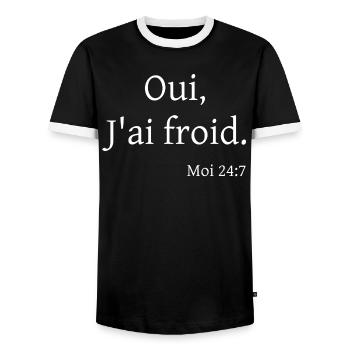 Oui, J'ai froid. Moi 24:7 - T-shirt contrasté Homme - noir/blanc - Devant - AI Model Female 172 light (172cm) & AI Model Male 178 light (178cm)