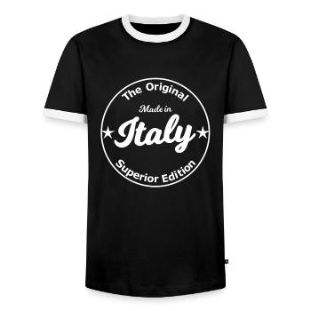 Italy Edition - Männer Kontrast-T-Shirt - Schwarz/Weiß - Vorne - AI Model Female 172 light (172cm) & AI Model Male 178 light (178cm)