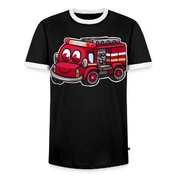 Fire truck fire brigade - Men's Ringer Shirt - black/white - Front - AI Model Female 172 light (172cm) & AI Model Male 178 light (178cm)