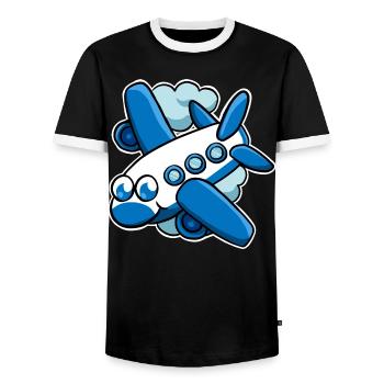 Avion - T-shirt contrasté Homme - noir/blanc - Devant - AI Model Female 172 light (172cm) & AI Model Male 178 light (178cm)