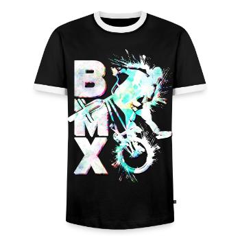 BMX Fahrrad | BMX Rad fahren | Bmx Geschenkidee - Männer Kontrast-T-Shirt - Schwarz/Weiß - Vorne - AI Model Female 172 light (172cm) & AI Model Male 178 light (178cm)