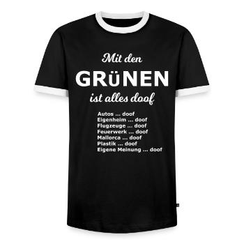 Doofe Partei - Männer Kontrast-T-Shirt - Schwarz/Weiß - Vorne - AI Model Female 172 light (172cm) & AI Model Male 178 light (178cm)