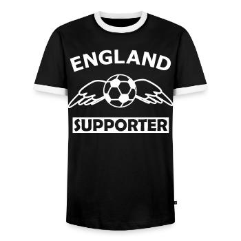 England Fußball Fan - Männer Kontrast-T-Shirt - Schwarz/Weiß - Vorne - AI Model Female 172 light (172cm) & AI Model Male 178 light (178cm)