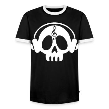 Tête de mort manga and music (white) - Men's Ringer Shirt - black/white - Front - AI Model Female 172 light (172cm) & AI Model Male 178 light (178cm)