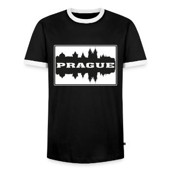 Prague Tchéquie Voyage Souvenir Skyline Silhouette - T-shirt contrasté Homme - noir/blanc - Devant - AI Model Female 172 light (172cm) & AI Model Male 178 light (178cm)