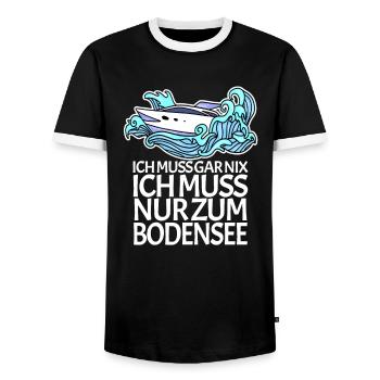 Bodensee - Männer Kontrast-T-Shirt - Schwarz/Weiß - Vorne - AI Model Female 172 light (172cm) & AI Model Male 178 light (178cm)