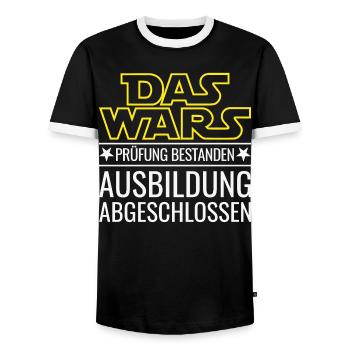 Ausbildung abgeschlossen 2026 Prüfung bestanden  - Männer Kontrast-T-Shirt - Schwarz/Weiß - Vorne - AI Model Female 172 light (172cm) & AI Model Male 178 light (178cm)