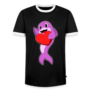 Delfin Herz - Männer Kontrast-T-Shirt - Schwarz/Weiß - Vorne - AI Model Female 172 light (172cm) & AI Model Male 178 light (178cm)