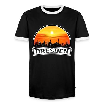 Dresde Allemagne Skyline Vintage Sunset Voyage Souv - T-shirt contrasté Homme - noir/blanc - Devant - AI Model Female 172 light (172cm) & AI Model Male 178 light (178cm)
