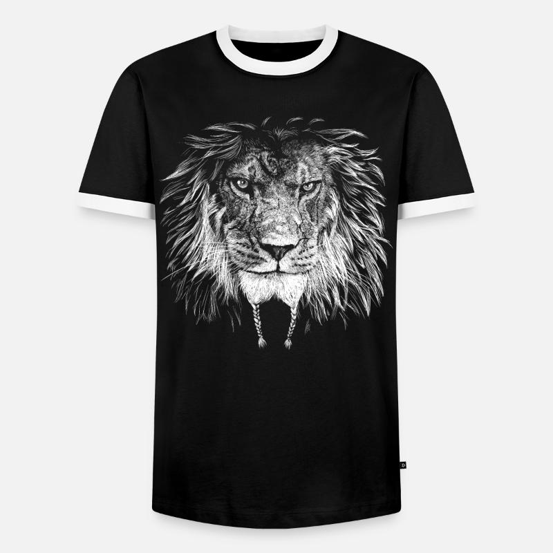 Lion Biker - Men's Ringer Shirt - black/white