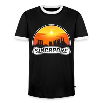 Singapour Singapour Skyline Vintage Sunset Voyage - T-shirt contrasté Homme - noir/blanc - Devant - AI Model Female 172 light (172cm) & AI Model Male 178 light (178cm)