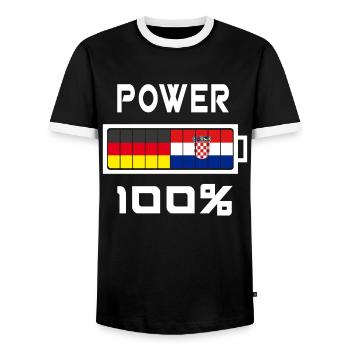 Allemagne et Croatie Power 100% - T-shirt contrasté Homme - noir/blanc - Devant - AI Model Female 172 light (172cm) & AI Model Male 178 light (178cm)