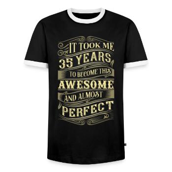 35th birthday - Men's Ringer Shirt - black/white - Front - AI Model Female 172 light (172cm) & AI Model Male 178 light (178cm)
