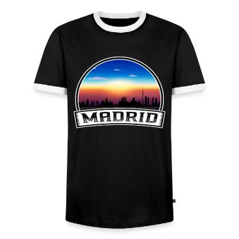 Madrid Espagne Skyline Vintage Sunset Voyage Souveni - T-shirt contrasté Homme - noir/blanc - Devant - AI Model Female 172 light (172cm) & AI Model Male 178 light (178cm)