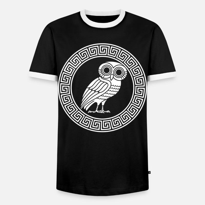 Griechisches Symbol der weißen Eule - Männer Kontrast-T-Shirt - Schwarz/Weiß
