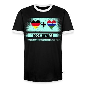 Germany and Gambia 100% Ingenious / Gift - Men's Ringer Shirt - black/white - Front - AI Model Female 172 light (172cm) & AI Model Male 178 light (178cm)