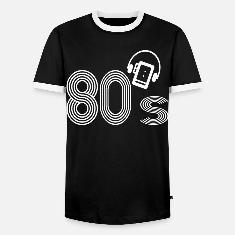 80s - Men's Ringer Shirt - black/white