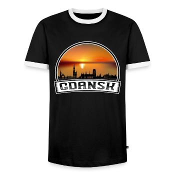 Danzig Polen Skyline Vintage Sonnenuntergang Reise Souven - Männer Kontrast-T-Shirt - Schwarz/Weiß - Vorne - AI Model Female 172 light (172cm) & AI Model Male 178 light (178cm)