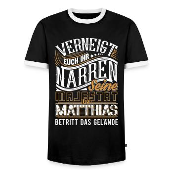 Matthias - Männer Kontrast-T-Shirt - Schwarz/Weiß - Vorne - AI Model Female 172 light (172cm) & AI Model Male 178 light (178cm)