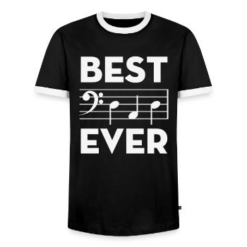 Best Dad Ever Music Note Chords - Men's Ringer Shirt - black/white - Front - AI Model Female 172 light (172cm) & AI Model Male 178 light (178cm)