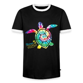 Hawaii Tie Dye Sea Turtle Turtle Lovers - Men's Ringer Shirt - black/white - Front - AI Model Female 172 light (172cm) & AI Model Male 178 light (178cm)