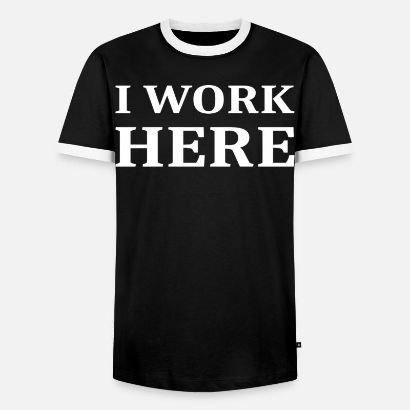 I work here - Men's Ringer Shirt - black/white