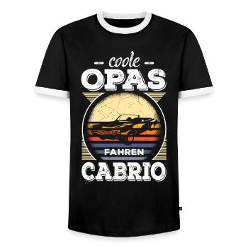 Coole Opas Fahren Cabrio Retro Auto Oldtimer Rente - Männer Kontrast-T-Shirt - Schwarz/Weiß - Vorne - AI Model Female 172 light (172cm) & AI Model Male 178 light (178cm)