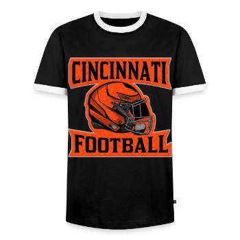 Cincinnati Football Helm Orange - Männer Kontrast-T-Shirt - Schwarz/Weiß - Vorne - AI Model Female 172 light (172cm) & AI Model Male 178 light (178cm)