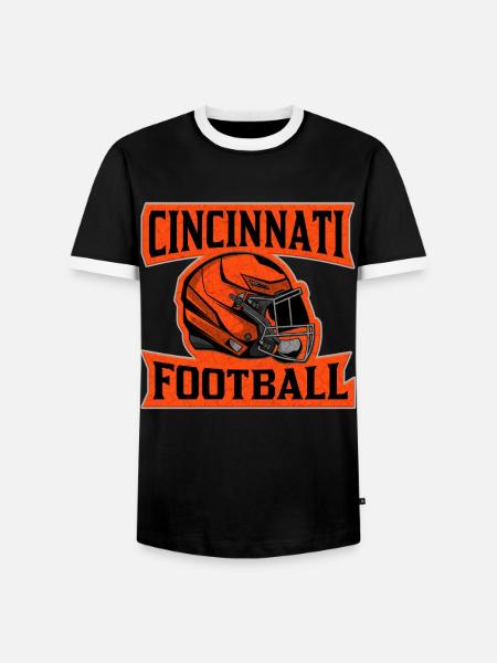 Cincinnati Football Helm Orange - Männer Kontrast-T-Shirt - Schwarz/Weiß