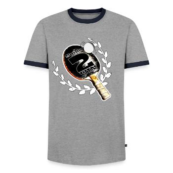 Table tennis - Men's Ringer Shirt - grey/navy  - Front - AI Model Female 172 light (172cm) & AI Model Male 178 light (178cm)