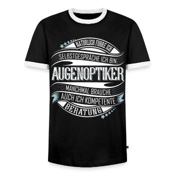 Augenoptiker - Männer Kontrast-T-Shirt - Schwarz/Weiß - Vorne - AI Model Female 172 light (172cm) & AI Model Male 178 light (178cm)
