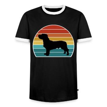 Basset Fauve De Bretagne Dog Silhouette Vintage Su - Men's Ringer Shirt - black/white - Front - AI Model Female 172 light (172cm) & AI Model Male 178 light (178cm)