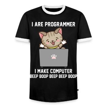 Programmer - Men's Ringer Shirt - black/white - Front - AI Model Female 172 light (172cm) & AI Model Male 178 light (178cm)