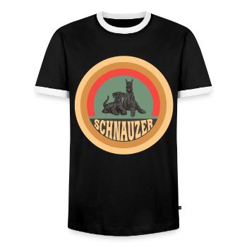 Schnauzer Vintage Hunde Design - Männer Kontrast-T-Shirt - Schwarz/Weiß - Vorne - AI Model Female 172 light (172cm) & AI Model Male 178 light (178cm)