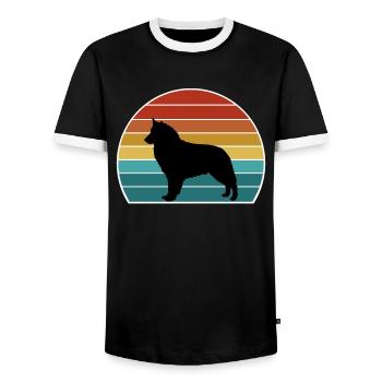 Chien de berger bohème Silhouette Vintage Sunset fo - T-shirt contrasté Homme - noir/blanc - Devant - AI Model Female 172 light (172cm) & AI Model Male 178 light (178cm)