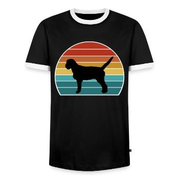 Griffon Fauve De Bretagne Dog Silhouette Vintage S - Men's Ringer Shirt - black/white - Front - AI Model Female 172 light (172cm) & AI Model Male 178 light (178cm)