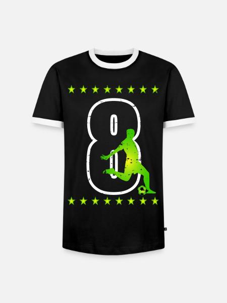 Fußball Trikotnummer 08 - Männer Kontrast-T-Shirt - Schwarz/Weiß