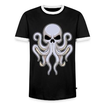 Krake Totenkopf - Männer Kontrast-T-Shirt - Schwarz/Weiß - Vorne - AI Model Female 172 light (172cm) & AI Model Male 178 light (178cm)